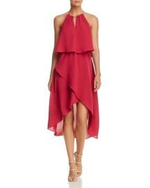 Adrianna Papell Necklace-Halter Ruffled High/Low Dress x at Bloomingdales